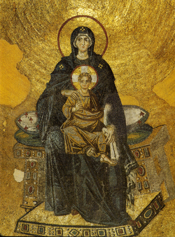 Istanbul, S. Sofia, catino absidale, Vergine in trono con Cristo Bambino