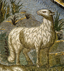 Ravenna, Galla Placidia, lunetta del Buon Pastore, part.