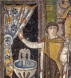 Ravenna, S. Vitale, Teodora e il suo seguito, Dignitario
