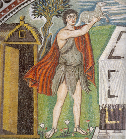 Ravenna, S. Vitale, lunetta con i sacrifici di Abele e Melchisedech, Abele