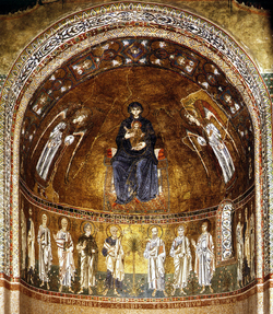 Trieste, Chiesa di San Giusto, Abside sinistra, Vergine in trono con Arcangeli e Apostoli